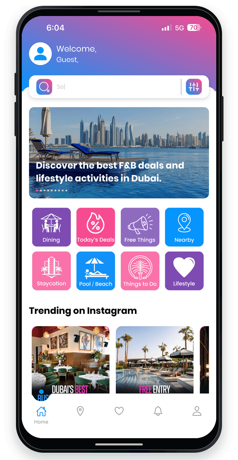 Dubai Daily Deals app homepage